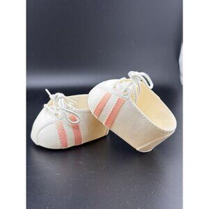 Cabbage Patch Kids Doll Vtg Coleco White Plastic Sneakers Pink Stripes Lace READ
